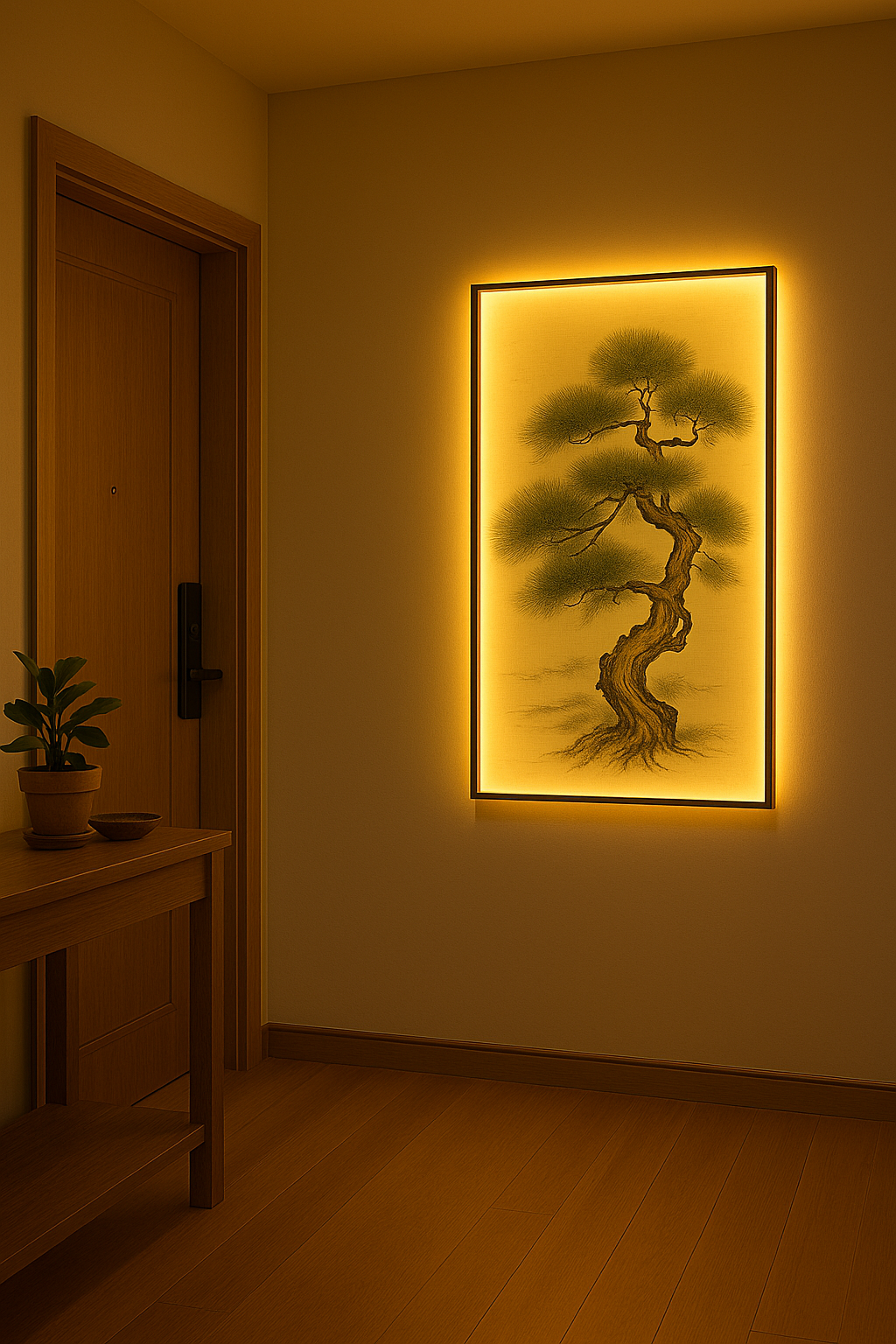 LED painting at entryway