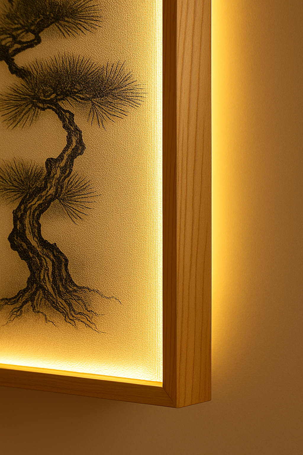Close-up of LED canvas frame